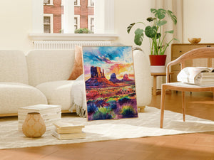 Monument Valley Watercolor Poster, Desert Wall Art, Southwest Travel Decor