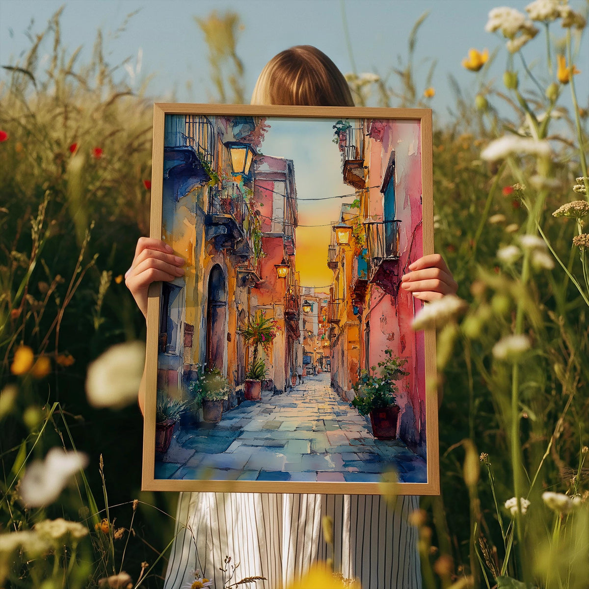 Naples Italy Watercolor Poster, Southern Italy Print, Italian Summer Art