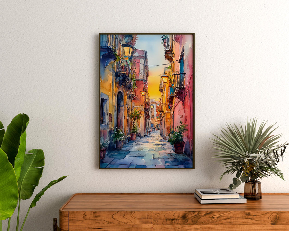Naples Italy Watercolor Poster, Southern Italy Print, Italian Summer Art