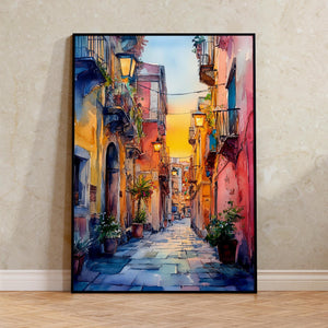 Naples Italy Watercolor Poster, Southern Italy Print, Italian Summer Art