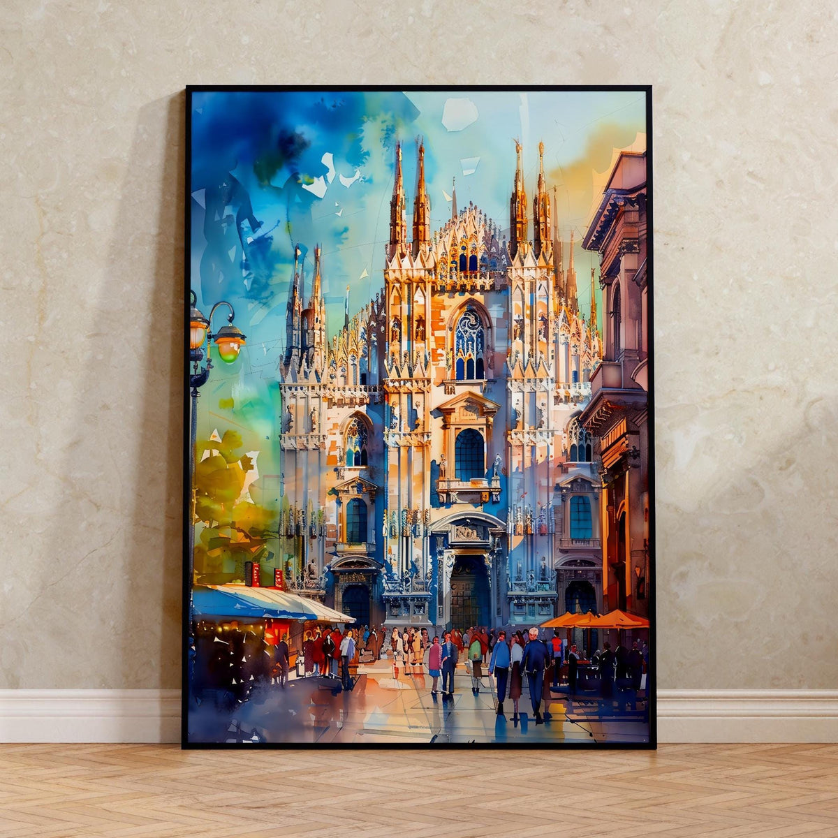 Milan Italy Watercolor Poster, Duomo di Milano Print, Italian Theme Decor