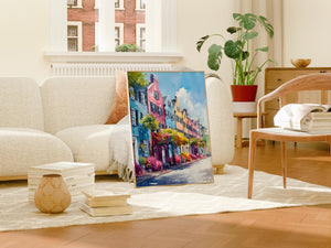 Charleston Watercolor Poster, Rainbow Row Print, South Carolina Wall Art
