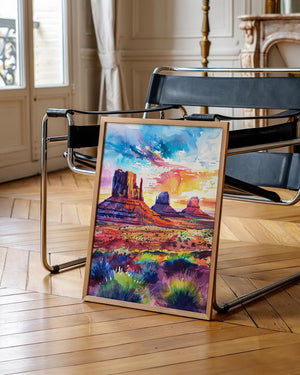 Monument Valley Watercolor Poster, Desert Wall Art, Southwest Travel Decor