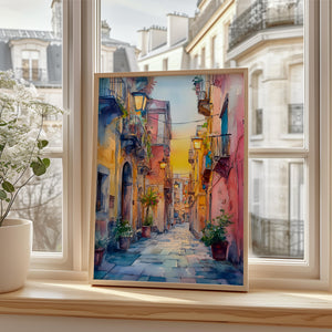 Naples Italy Watercolor Poster, Southern Italy Print, Italian Summer Art