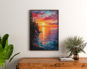 Lake Superior Watercolor Print, Great Lakes Nature Poster, Michigan Travel Art