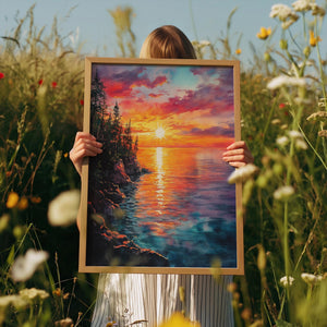 Lake Superior Watercolor Print, Great Lakes Nature Poster, Michigan Travel Art