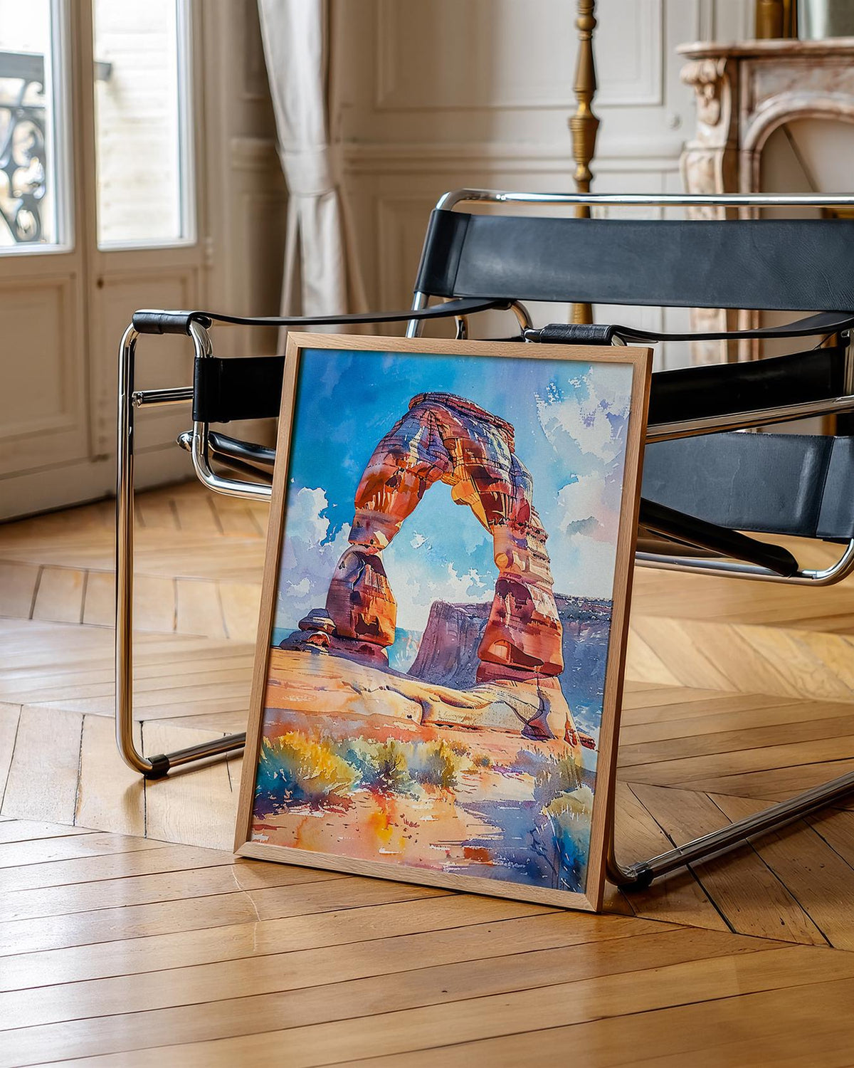 Delicate Arch Watercolor Poster, Arches National Park Wall Art, Utah Desert Travel Print