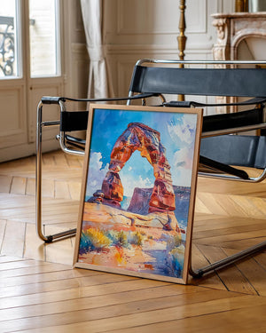 Delicate Arch Watercolor Poster, Arches National Park Wall Art, Utah Desert Travel Print