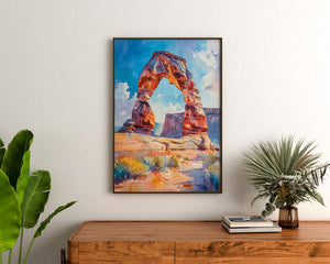 Delicate Arch Watercolor Poster, Arches National Park Wall Art, Utah Desert Travel Print