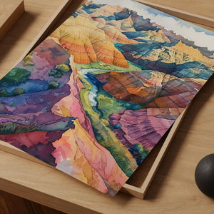 Badlands Watercolor Poster, National Park Keepsake, South Dakota Print