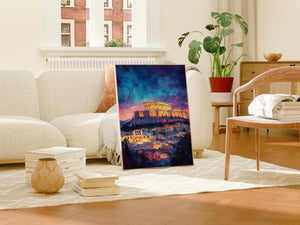 Athens Watercolor Travel Poster, Parthenon Wall Art, Greek Architecture Print