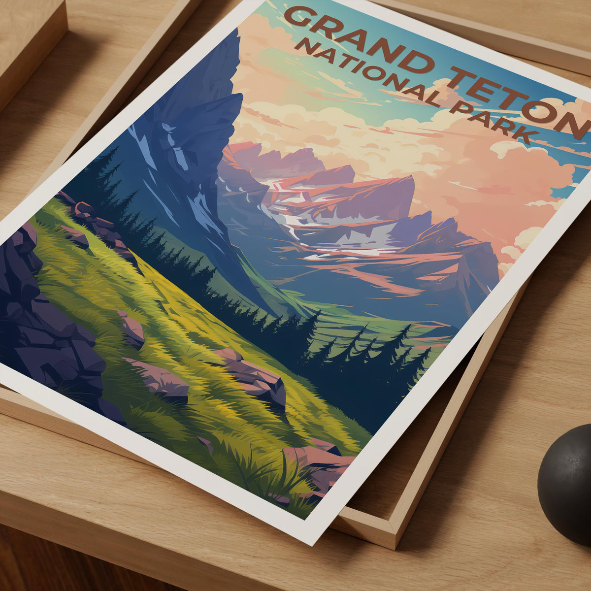 Grand Teton Poster, Wyoming Landscape Print, National Parks Gift