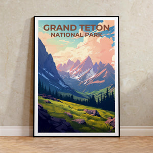 Grand Teton Poster, Wyoming Landscape Print, National Parks Gift