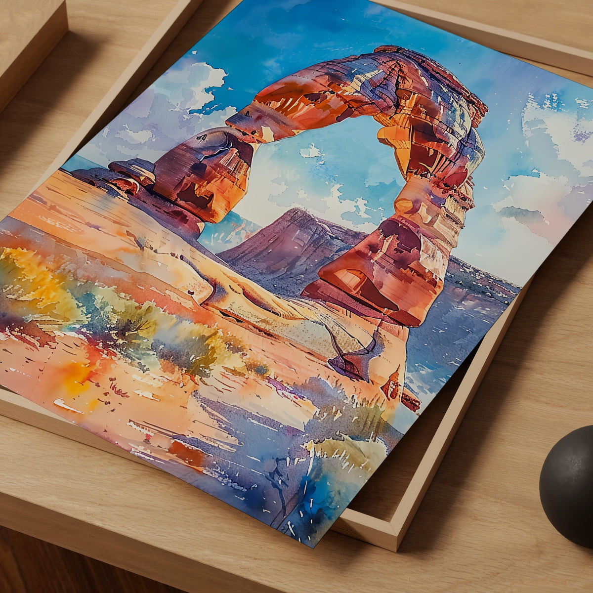 Delicate Arch Watercolor Poster, Arches National Park Wall Art, Utah Desert Travel Print