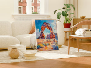 Delicate Arch Watercolor Poster, Arches National Park Wall Art, Utah Desert Travel Print