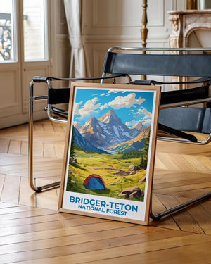 Bridger-Teton Watercolor Poster, Wyoming Mountain Wall Art, National Forest Print