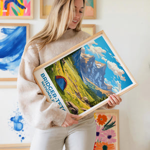 Bridger-Teton Watercolor Poster, Wyoming Mountain Wall Art, National Forest Print