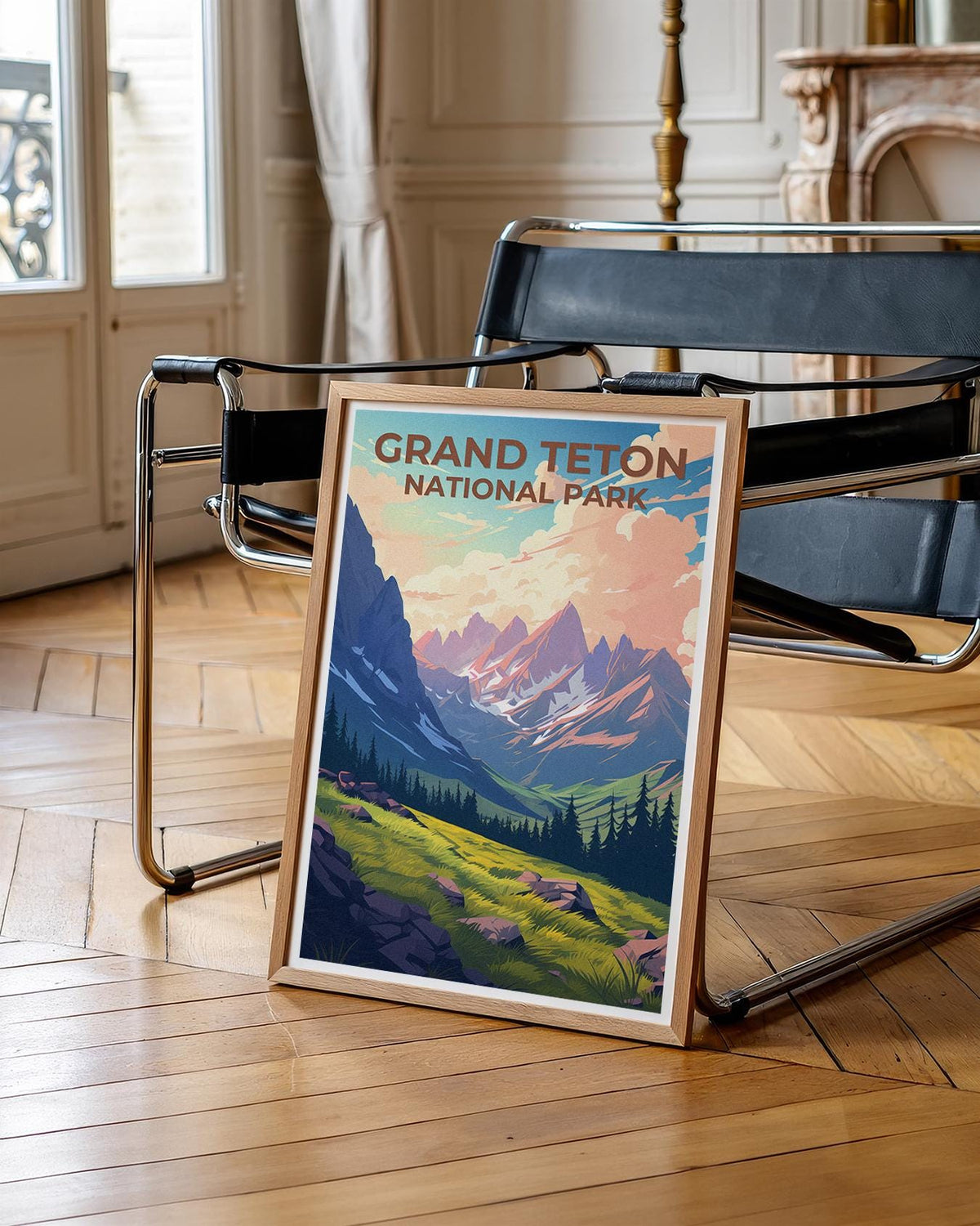 Grand Teton Poster, Wyoming Landscape Print, National Parks Gift