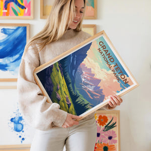 Grand Teton Poster, Wyoming Landscape Print, National Parks Gift