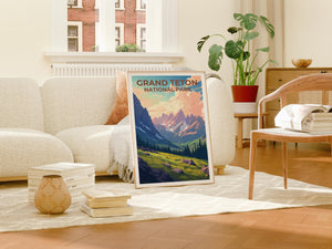 Grand Teton Poster, Wyoming Landscape Print, National Parks Gift