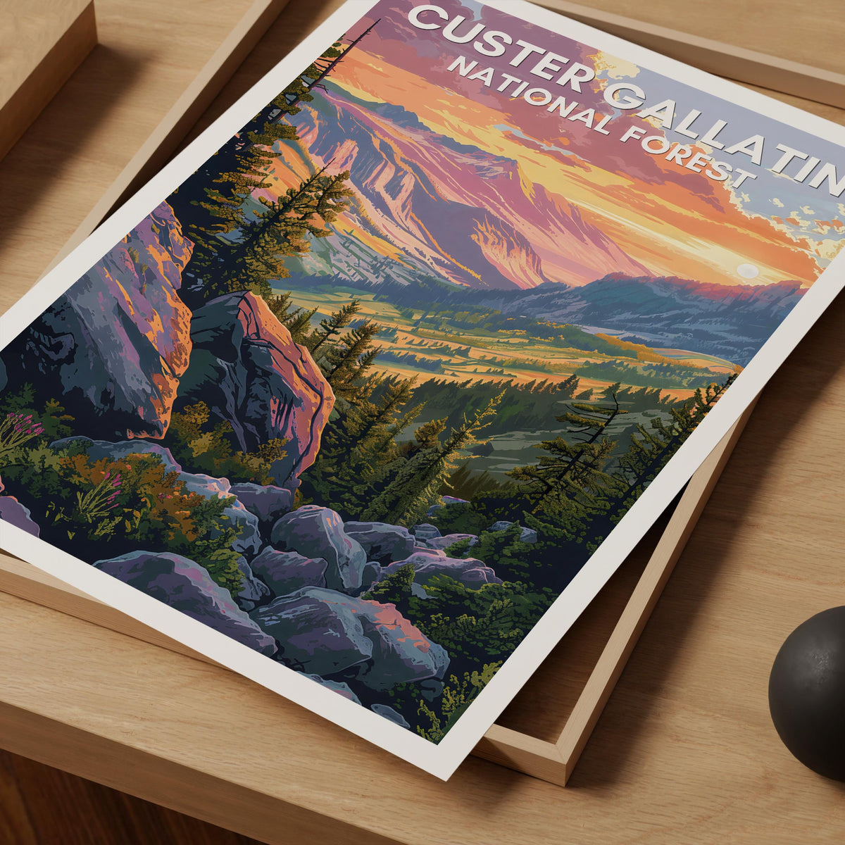Custer Gallatin Poster, Montana National Forest Print, ,Montana Outdoors Art