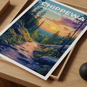 Chippewa National Forest Poster, Minnesota Wilderness Print, Woods Wall Art
