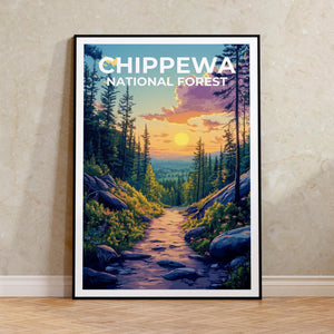Chippewa National Forest Poster, Minnesota Wilderness Print, Woods Wall Art