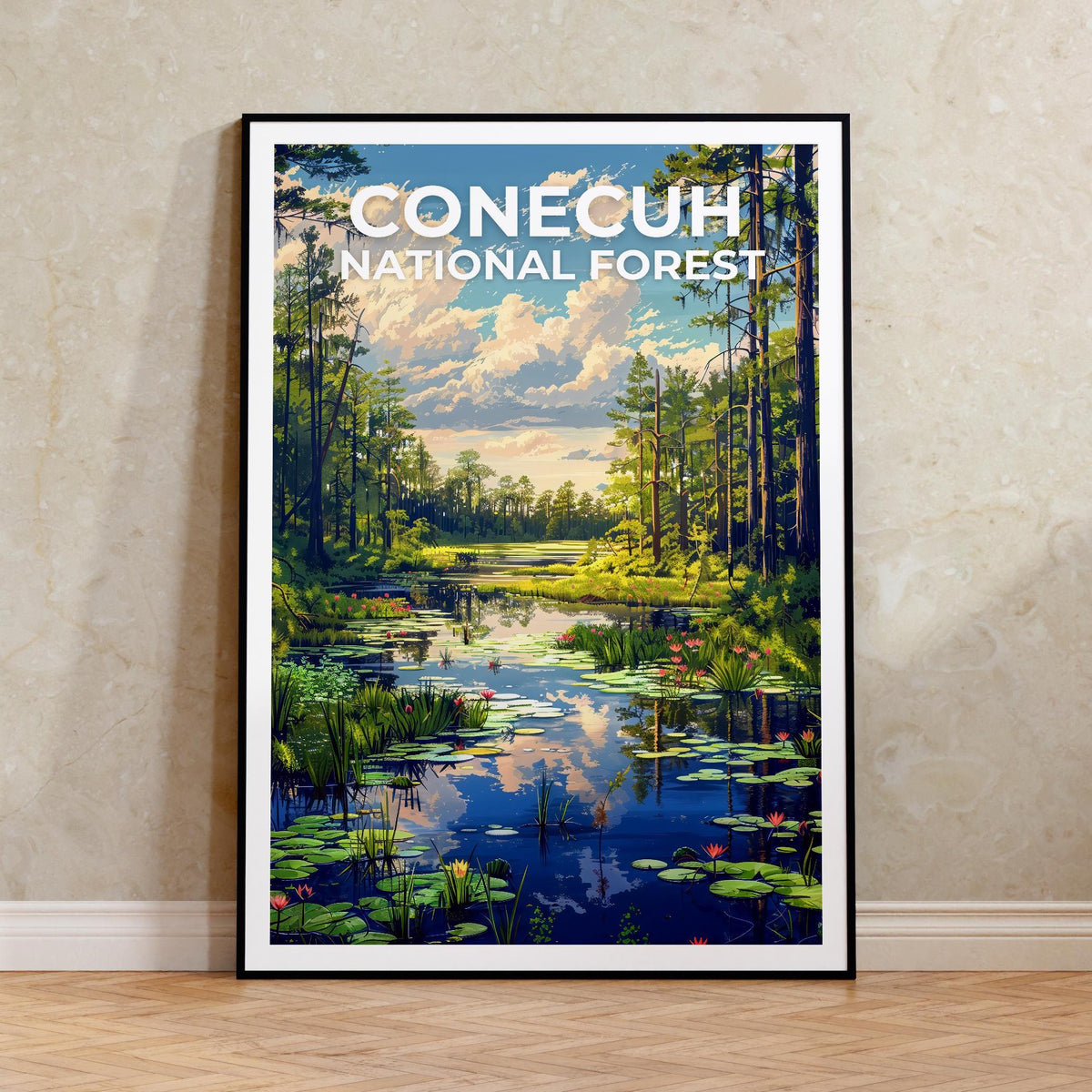 Conecuh National Forest Poster, Alabama Wall Art, Woodlands Print