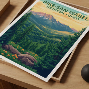 Pike-San Isabel Poster, National Forest Wall Art, Colorado Mountains Print