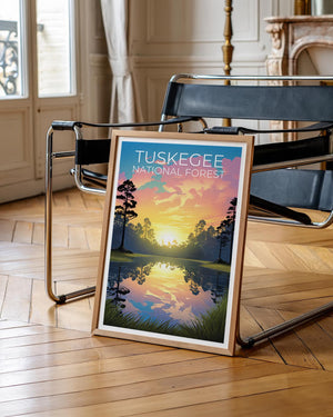 Tuskegee National Forest Poster, Alabama Pine Woods Print, Southern Nature Art