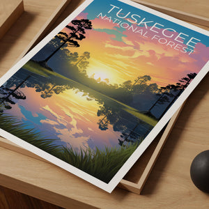 Tuskegee National Forest Poster, Alabama Pine Woods Print, Southern Nature Art
