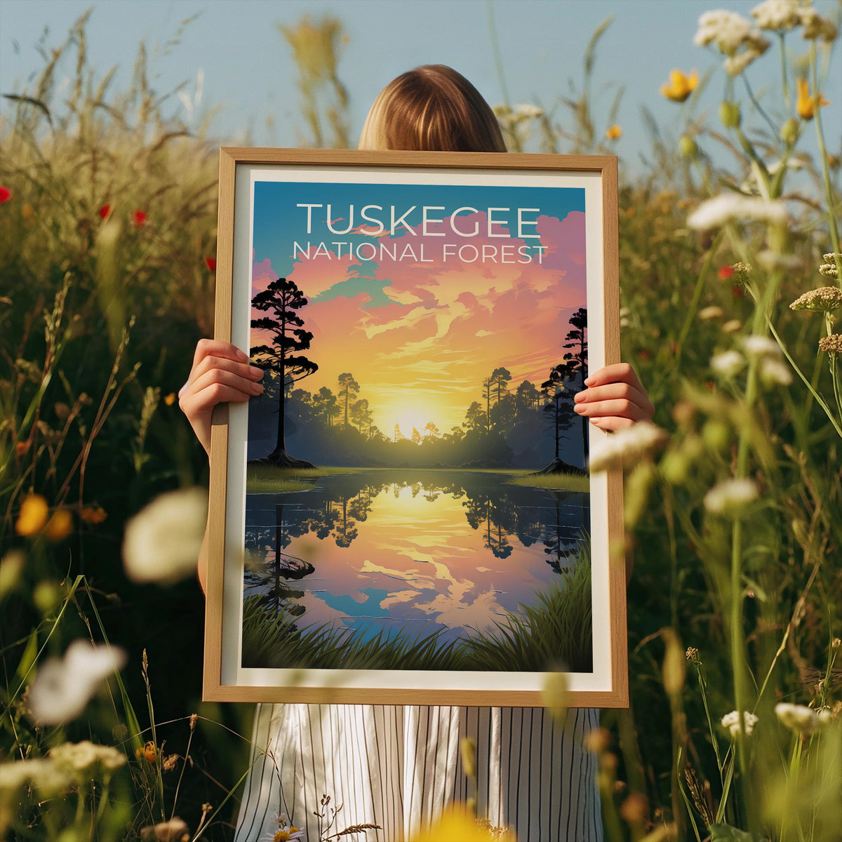 Tuskegee National Forest Poster, Alabama Pine Woods Print, Southern Nature Art