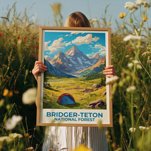 Bridger-Teton Watercolor Poster, Wyoming Mountain Wall Art, National Forest Print