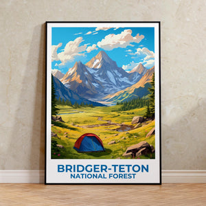 Bridger-Teton Watercolor Poster, Wyoming Mountain Wall Art, National Forest Print
