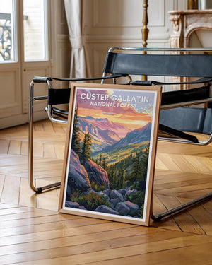 Custer Gallatin Poster, Montana National Forest Print, ,Montana Outdoors Art