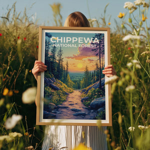 Chippewa National Forest Poster, Minnesota Wilderness Print, Woods Wall Art
