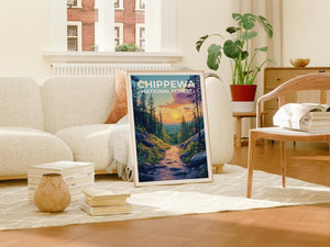 Chippewa National Forest Poster, Minnesota Wilderness Print, Woods Wall Art