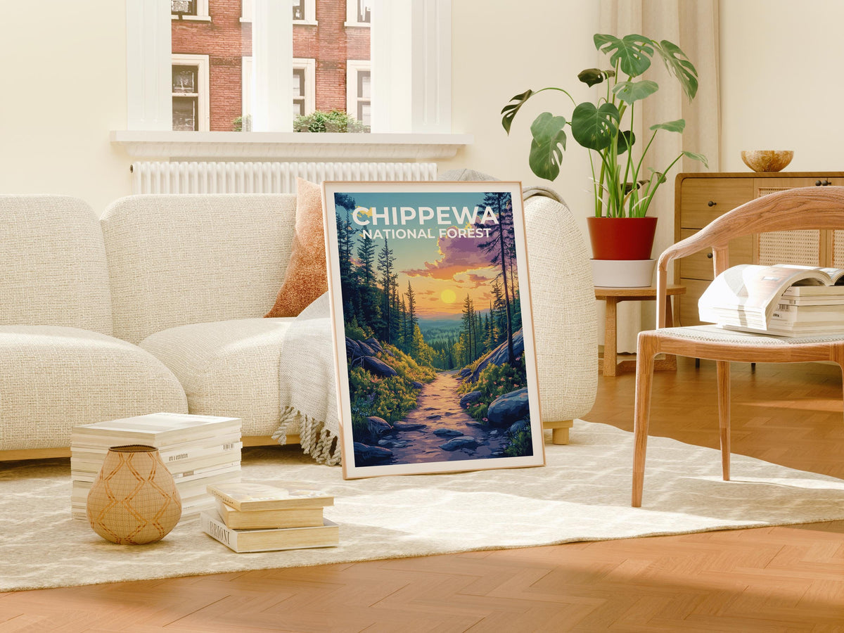 Chippewa National Forest Poster, Minnesota Wilderness Print, Woods Wall Art