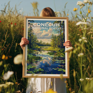 Conecuh National Forest Poster, Alabama Wall Art, Woodlands Print
