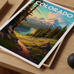 Colorado Travel Print, Rocky Mountains Landscape Poster, Outdoor Nature Art