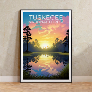 Tuskegee National Forest Poster, Alabama Pine Woods Print, Southern Nature Art