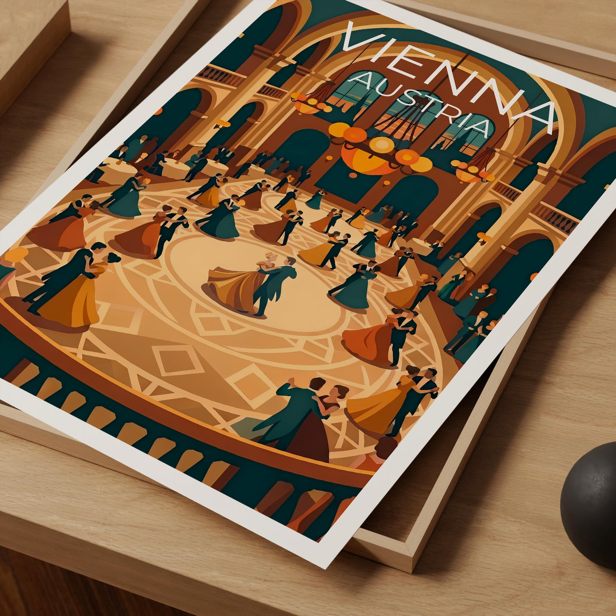 Vienna Waltz Poster, Ballroom Dance Wall Art, Austria Travel Print
