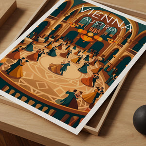 Vienna Waltz Poster, Ballroom Dance Wall Art, Austria Travel Print