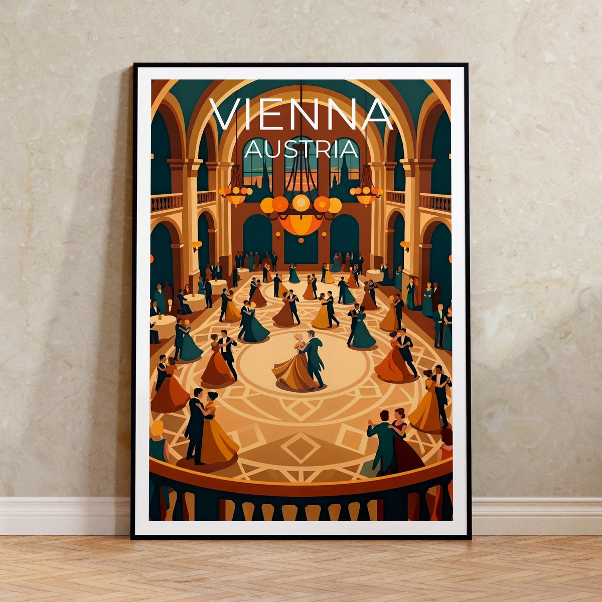 Vienna Waltz Poster, Ballroom Dance Wall Art, Austria Travel Print
