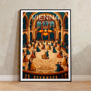 Vienna Waltz Poster, Ballroom Dance Wall Art, Austria Travel Print