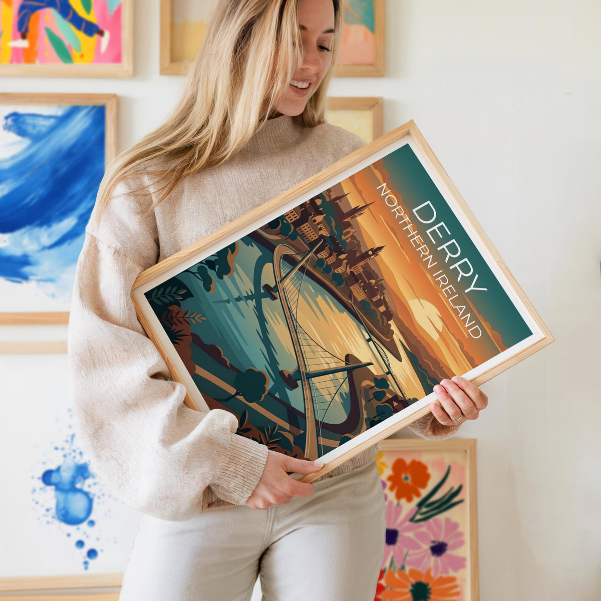 Derry Ireland Poster, Peace Bridge Art, Irish Decor