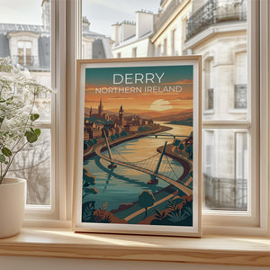 Derry Ireland Poster, Peace Bridge Art, Irish Decor