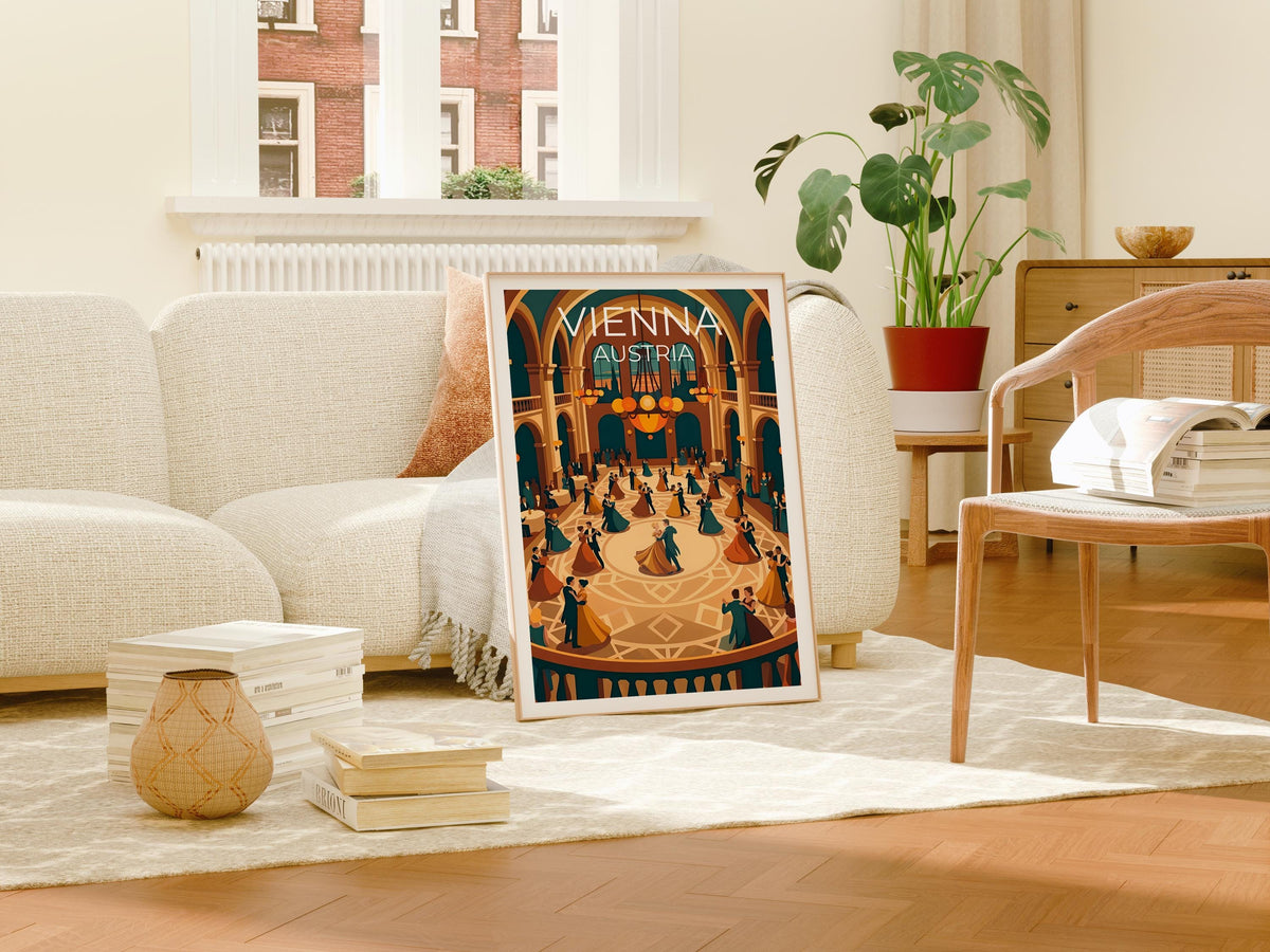Vienna Waltz Poster, Ballroom Dance Wall Art, Austria Travel Print
