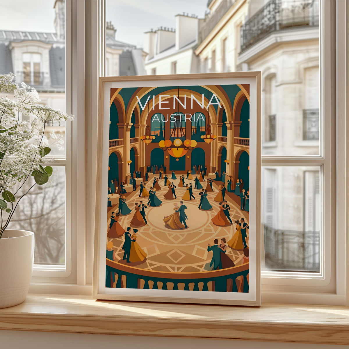 Vienna Waltz Poster, Ballroom Dance Wall Art, Austria Travel Print
