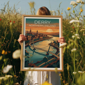 Derry Ireland Poster, Peace Bridge Art, Irish Decor